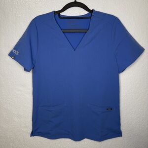 Figs Casma Three Pocket Scrub Top Size Small Cell Blue AYA Healthcare